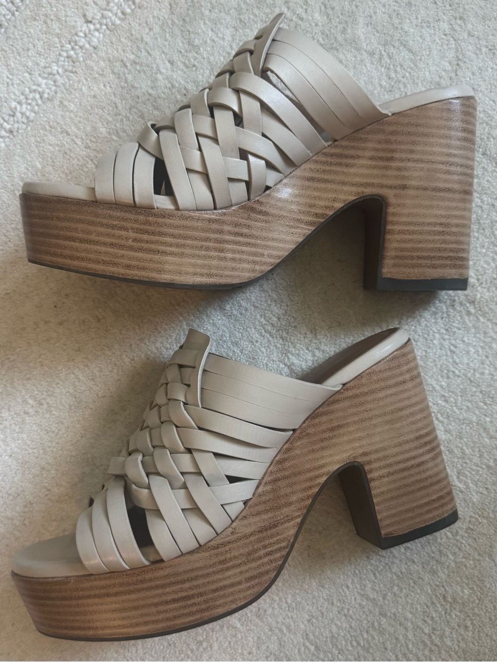 Seychelles “Make You Mine” Wood Bottom Woven Leather Platform Mule - Picture 3 of 9